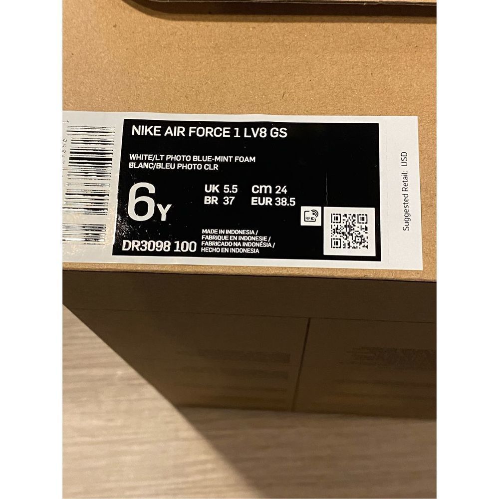 Nike Air Force 1 LV8 White Blue Mint GS 6Y Women size 7.5 DR3098-100 New - Picture 9 of 9